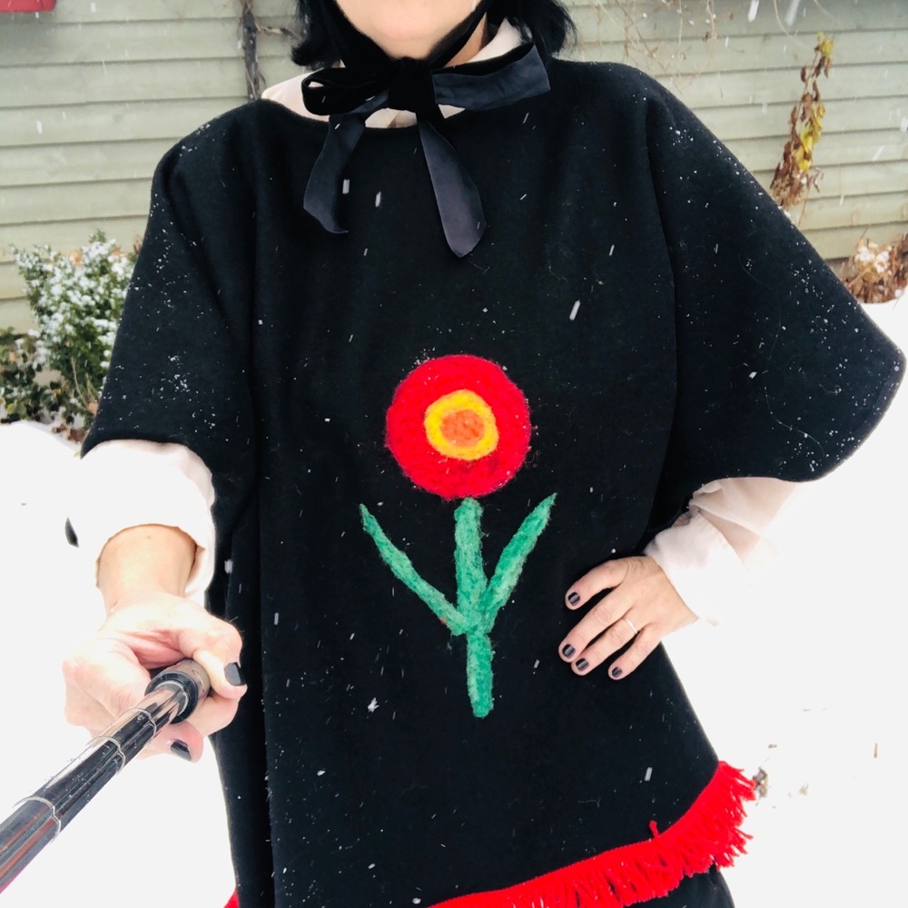 Wool felted poncho